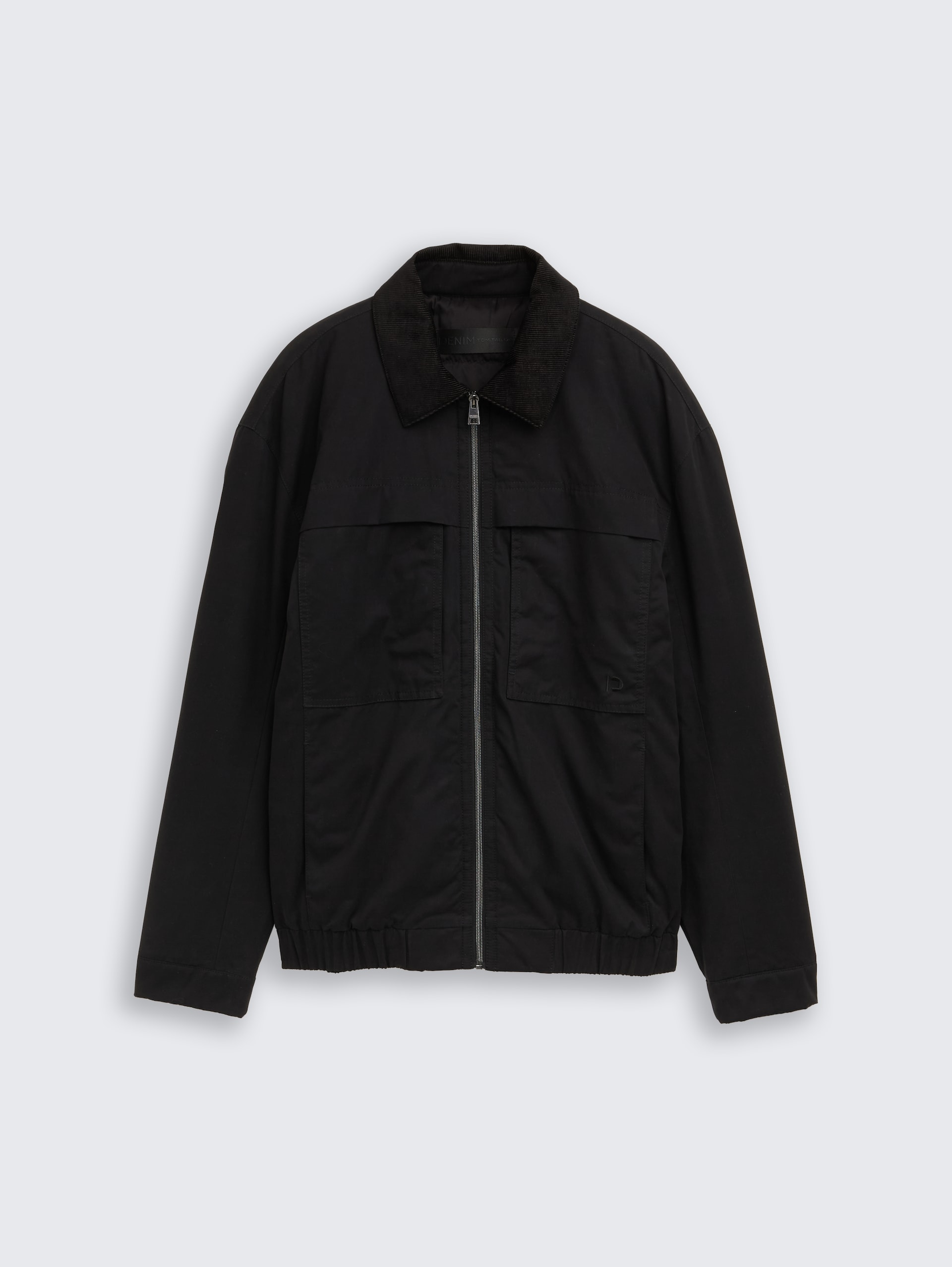 Relaxed Fit Jacke mit Cord-Kragen - Black - Vorder-Produkt-Ansicht