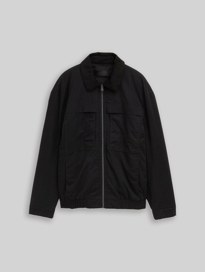 Relaxed Fit Jacke mit Cord-Kragen von Denim Male, Black