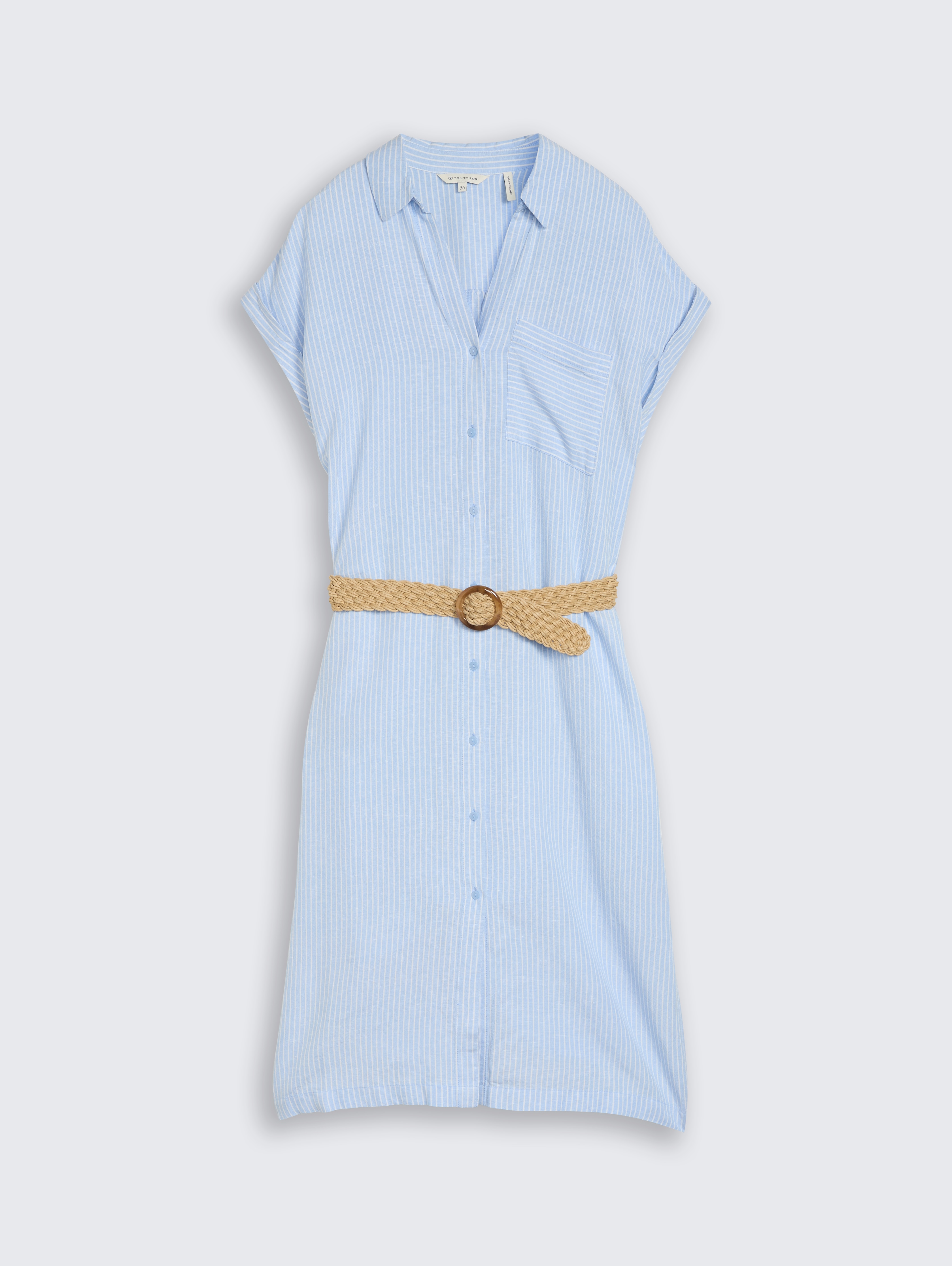 Loose Fit Midi-Kleid mit Gürtel von Women, fjord blue irregular stripe