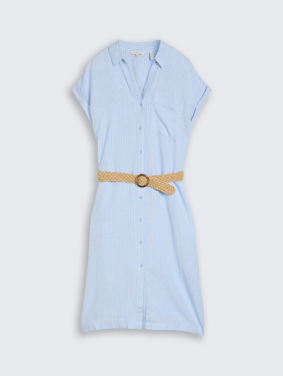 Loose Fit Midi-Kleid mit Gürtel - fjord blue irregular stripe - Vorder-Produkt-Ansicht