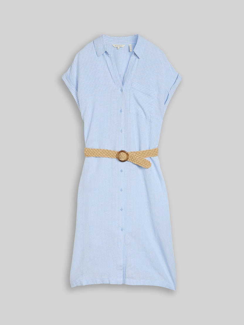 Loose Fit Midi-Kleid mit Gürtel von Women, fjord blue irregular stripe