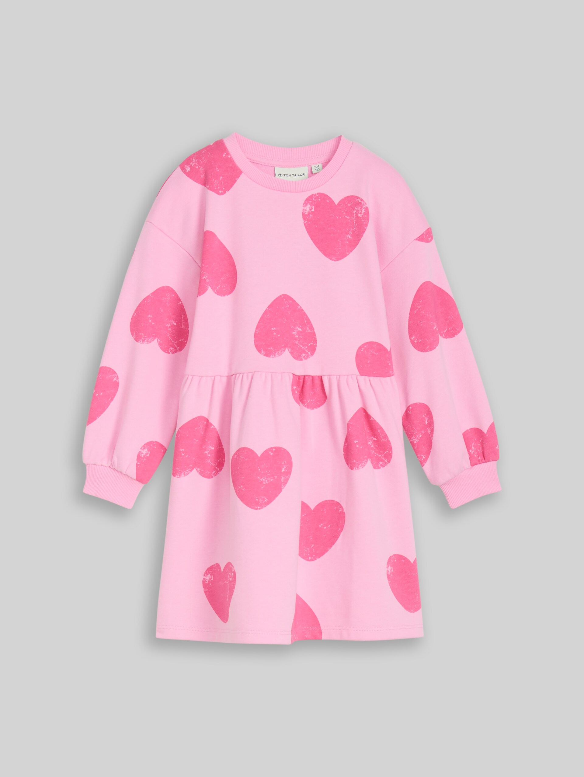Mini dress with heart pattern - big pink heart print - Front product view
