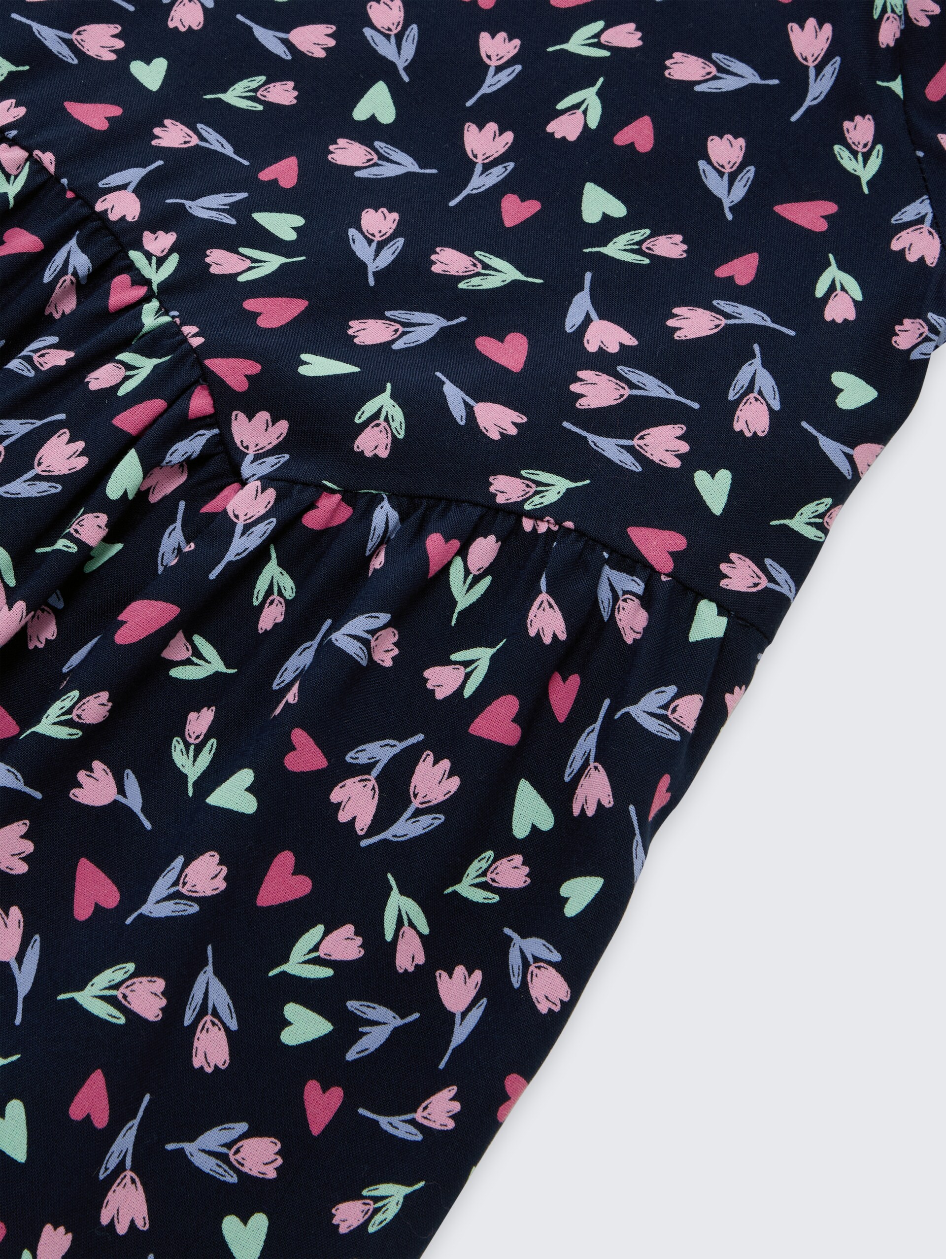 Midi-Kleid mit Blumenmuster - dark blue tulip print big - Detail-Model-Ansicht