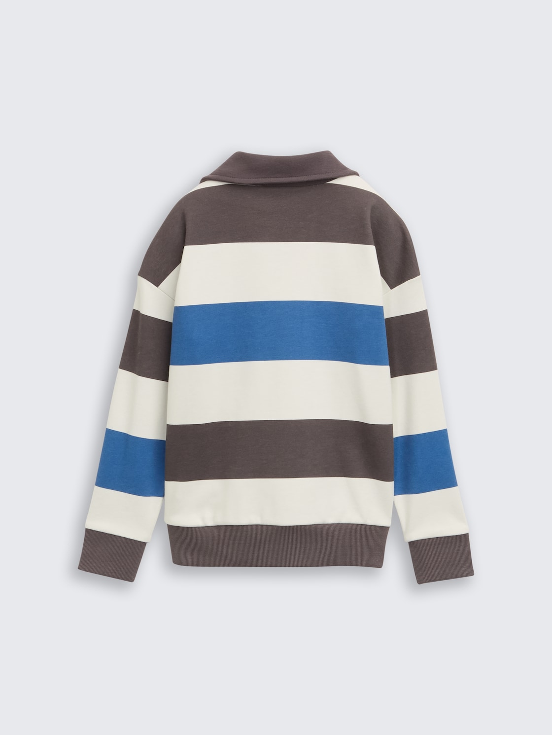 Oversize Sweatshirt mit Polokragen - grey blue off white stripe