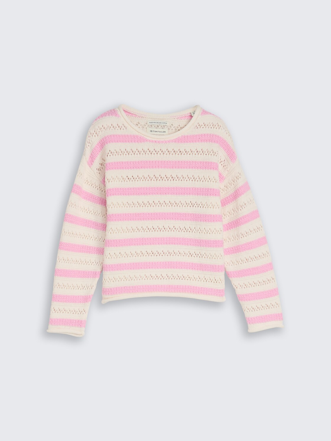Cropped Strickpullover mit Streifenmuster - light rose stripe