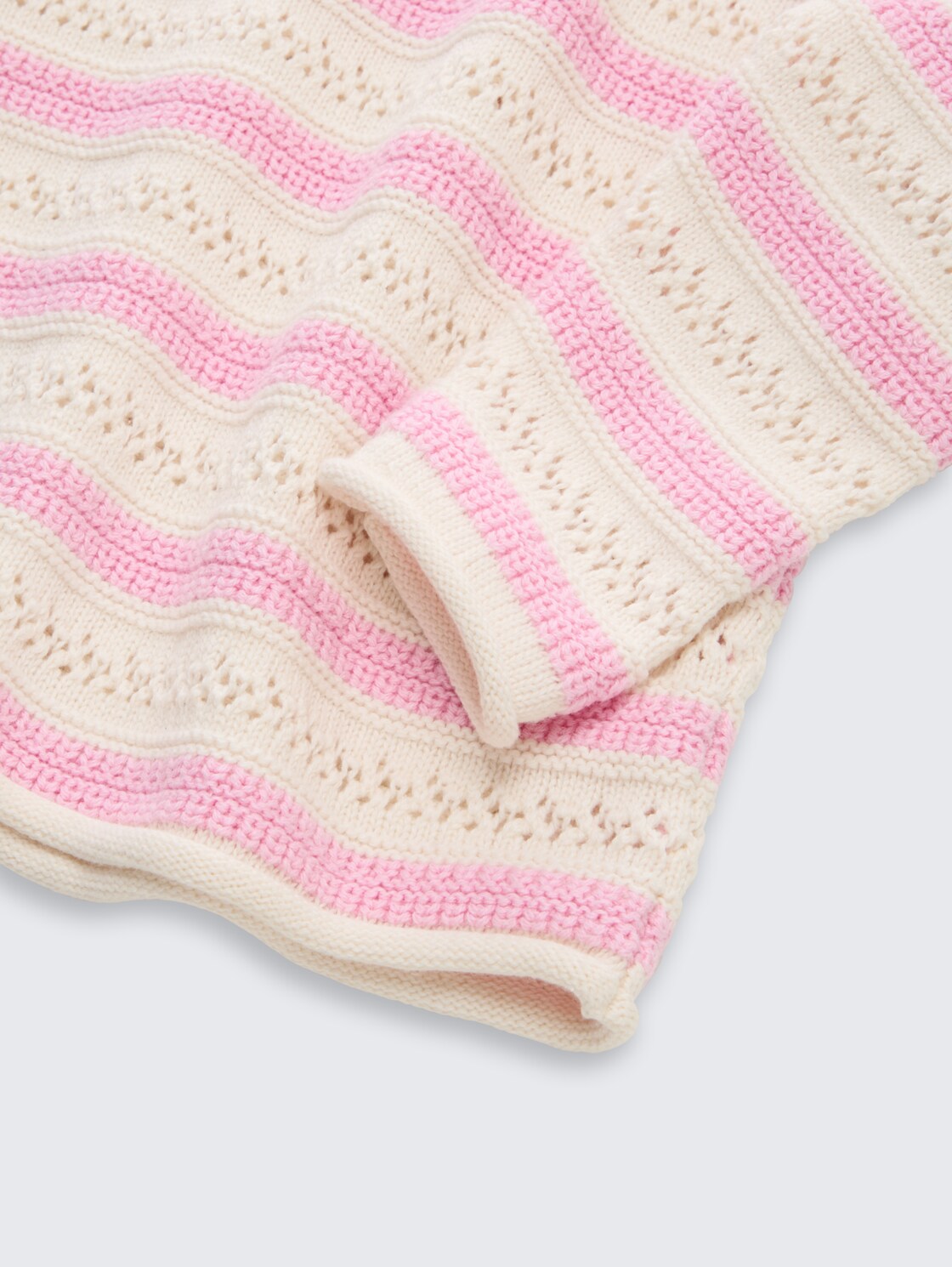 Cropped Strickpullover mit Streifenmuster - light rose stripe - Detail-Model-Ansicht
