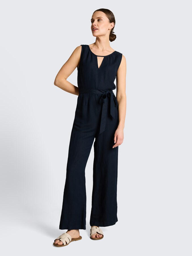 Jumpsuit mit Leinenanteil von Women, sky captain blue