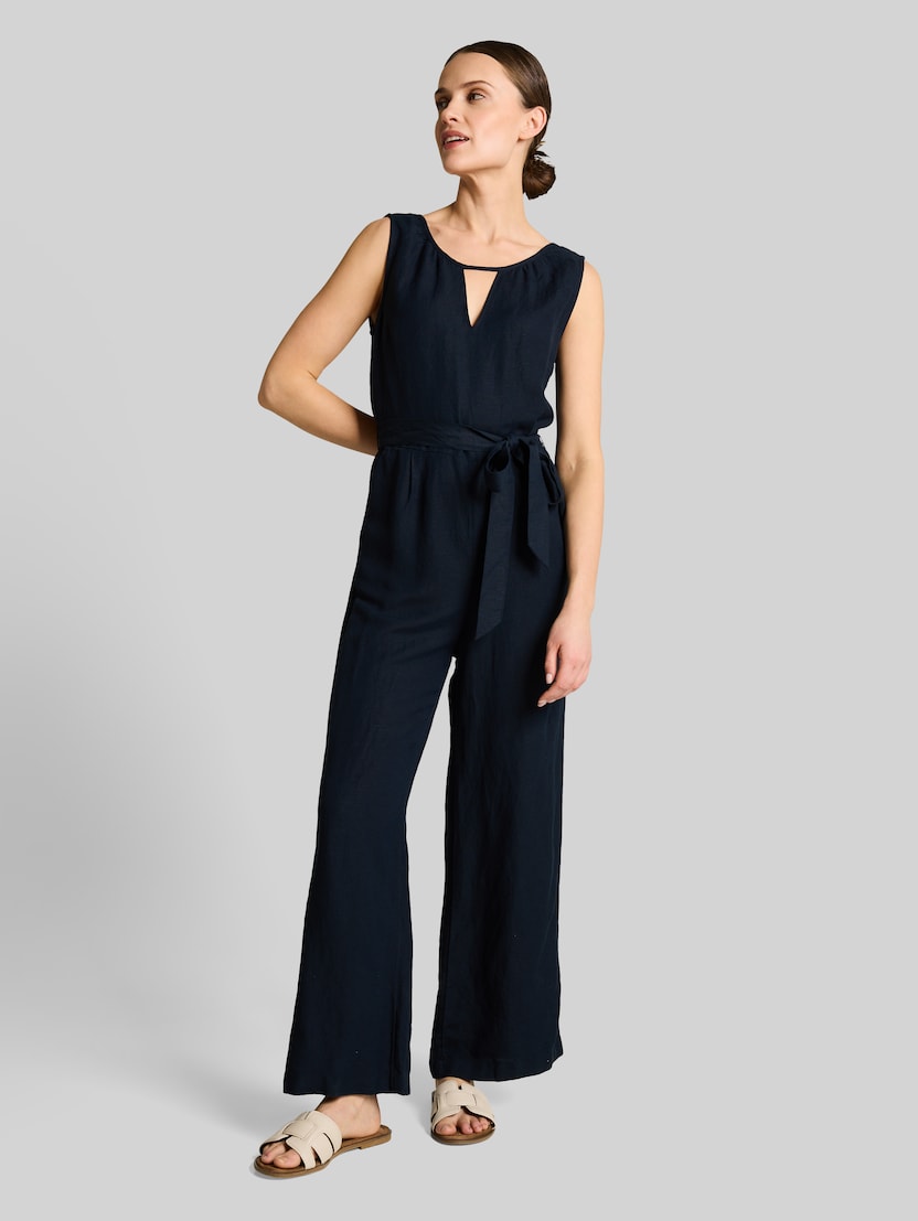 Jumpsuit met linnen door Women, sky captain blue