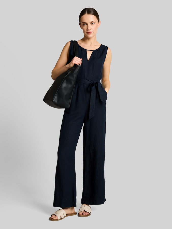 Jumpsuit met linnen door Women, sky captain blue