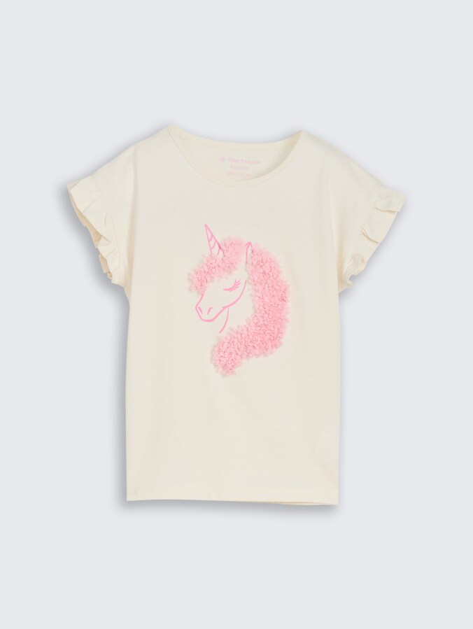 T-Shirt mit Tüll-Detail von Mini Girls, Wool White