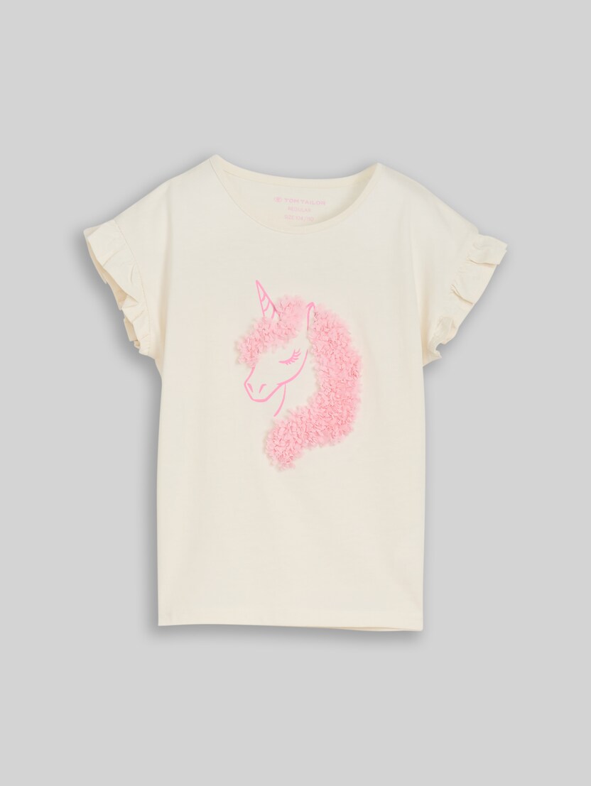T-Shirt mit Tüll-Detail von Mini Girls, Wool White