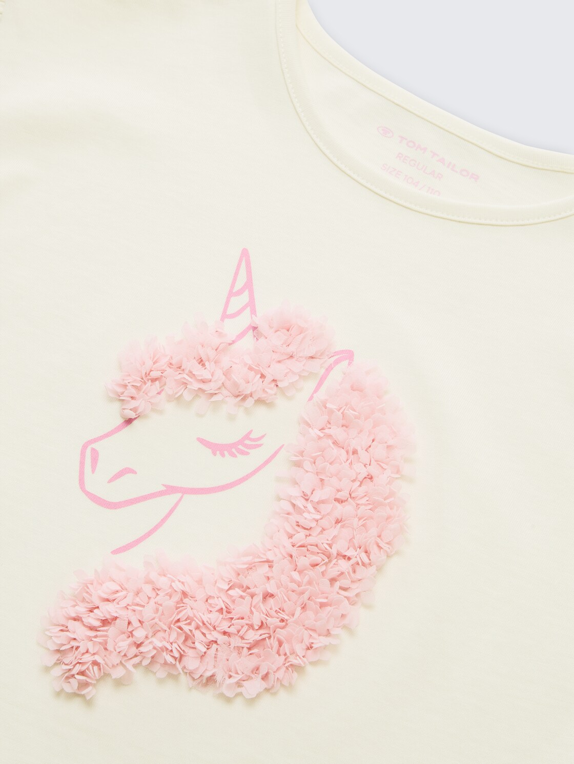 T-Shirt mit Tüll-Detail - Wool White - Detail-Model-Ansicht