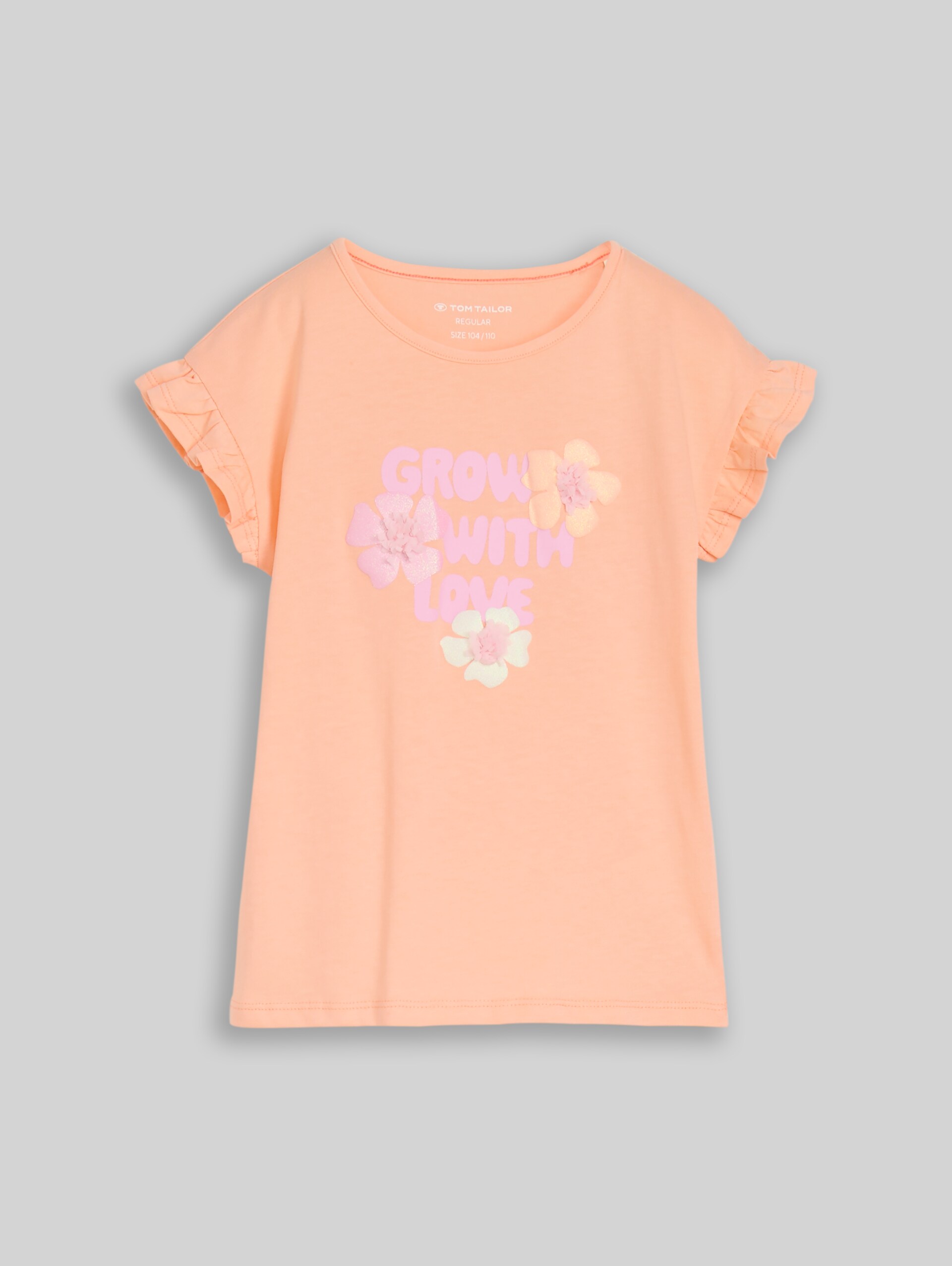 T-shirt with tulle detail - peach bloom - Front product view