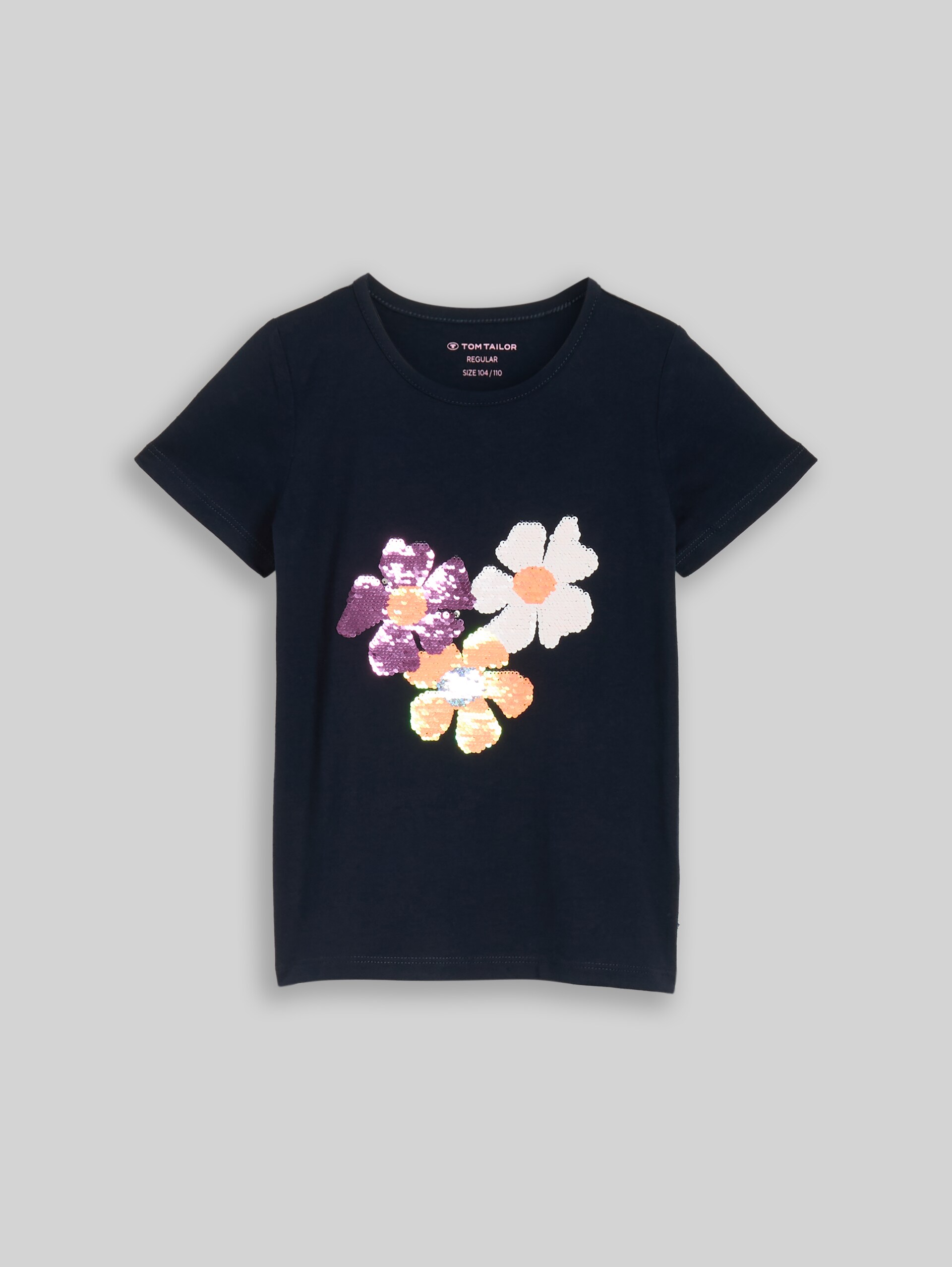 T-shirt with reversible sequins - sky captain blue - Front product view