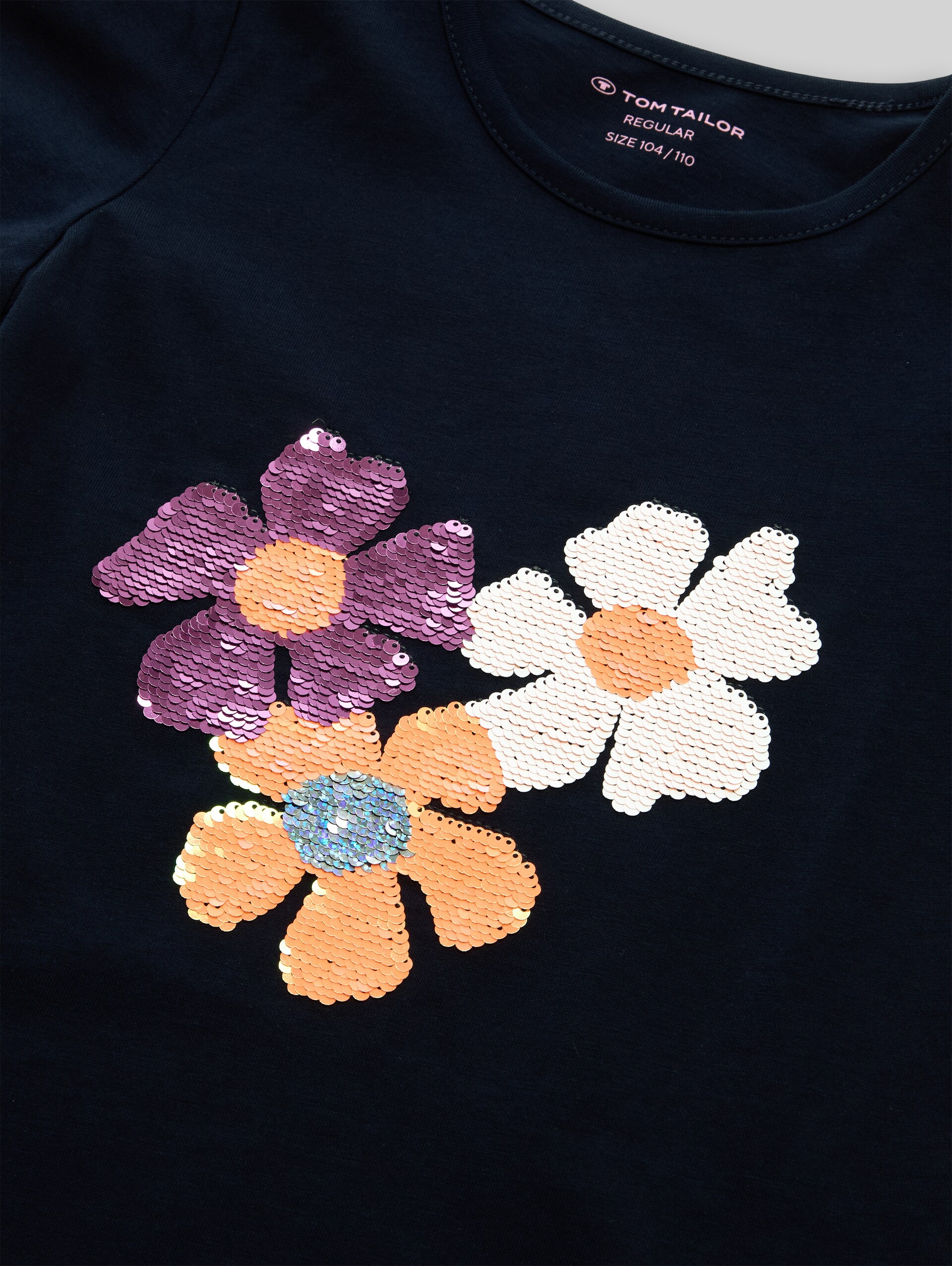 T-shirt with reversible sequins - sky captain blue - Detail model view