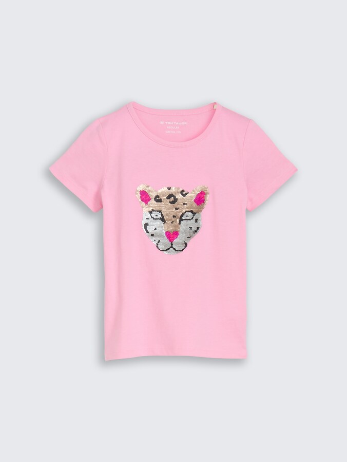 T-Shirt mit Wendepailletten von Mini Girls, lovely pink