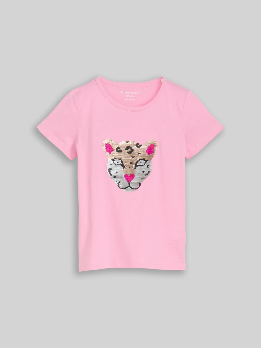 T-Shirt mit Wendepailletten von Mini Girls, lovely pink
