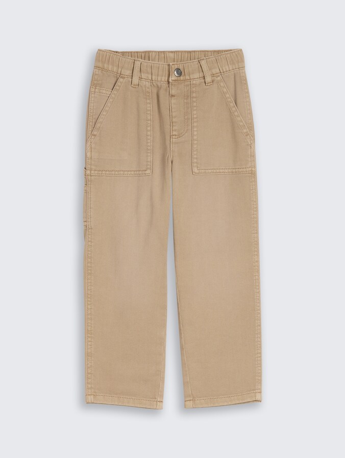 Losvallende broek in utility-look door Mini Boys, Mink Beige