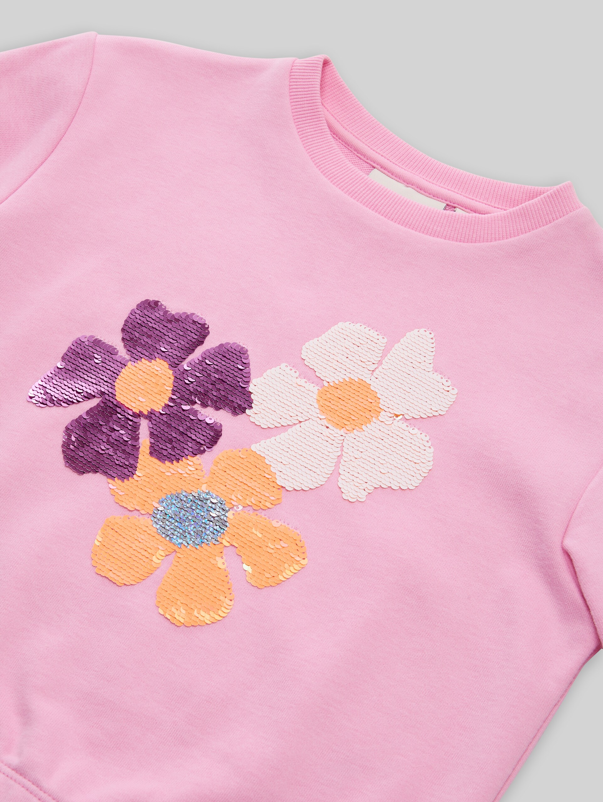 Sweatshirt with reversible sequins - lovely pink - Detail model view