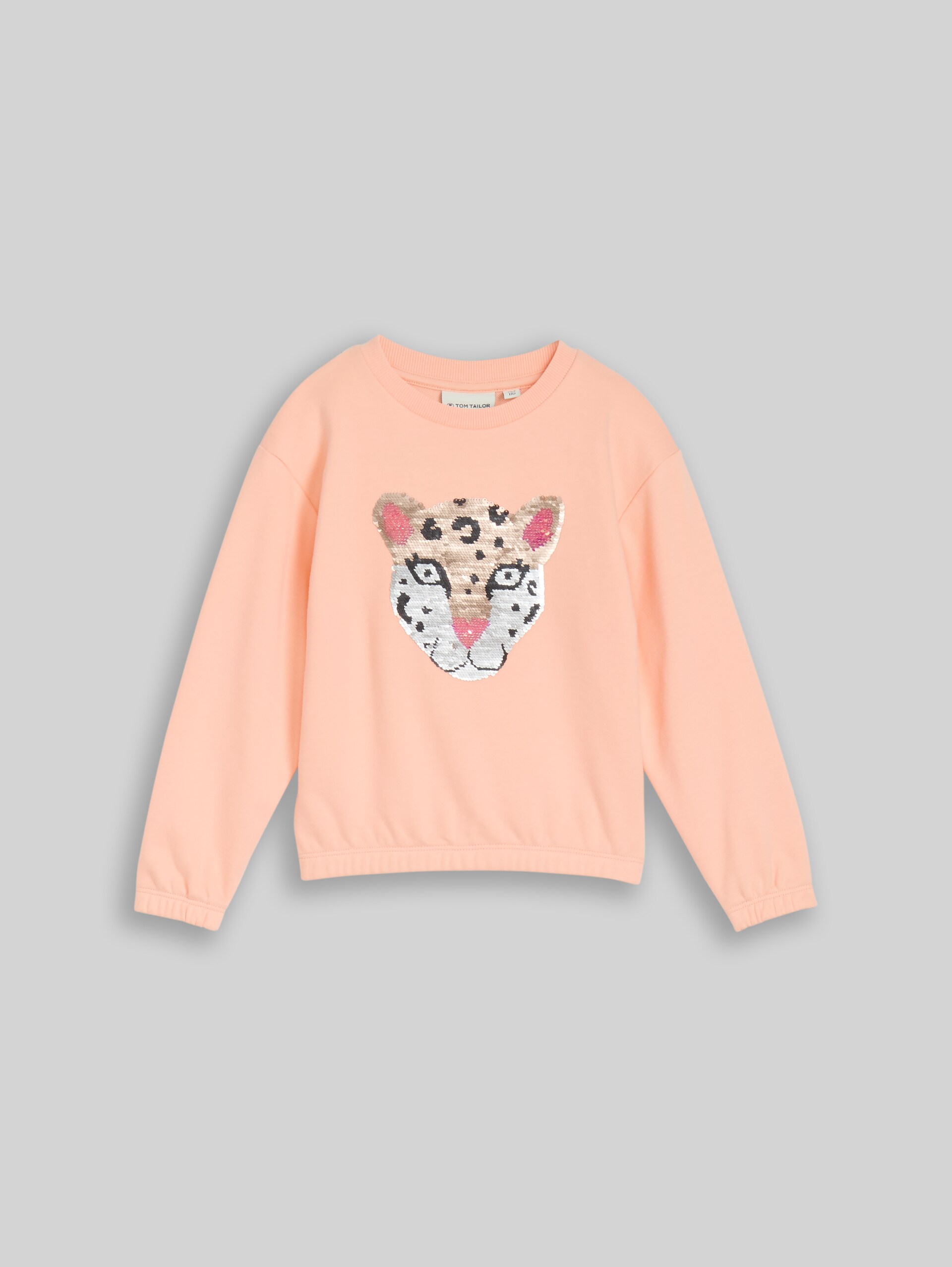Sweatshirt with reversible sequins - peach bloom - Front product view