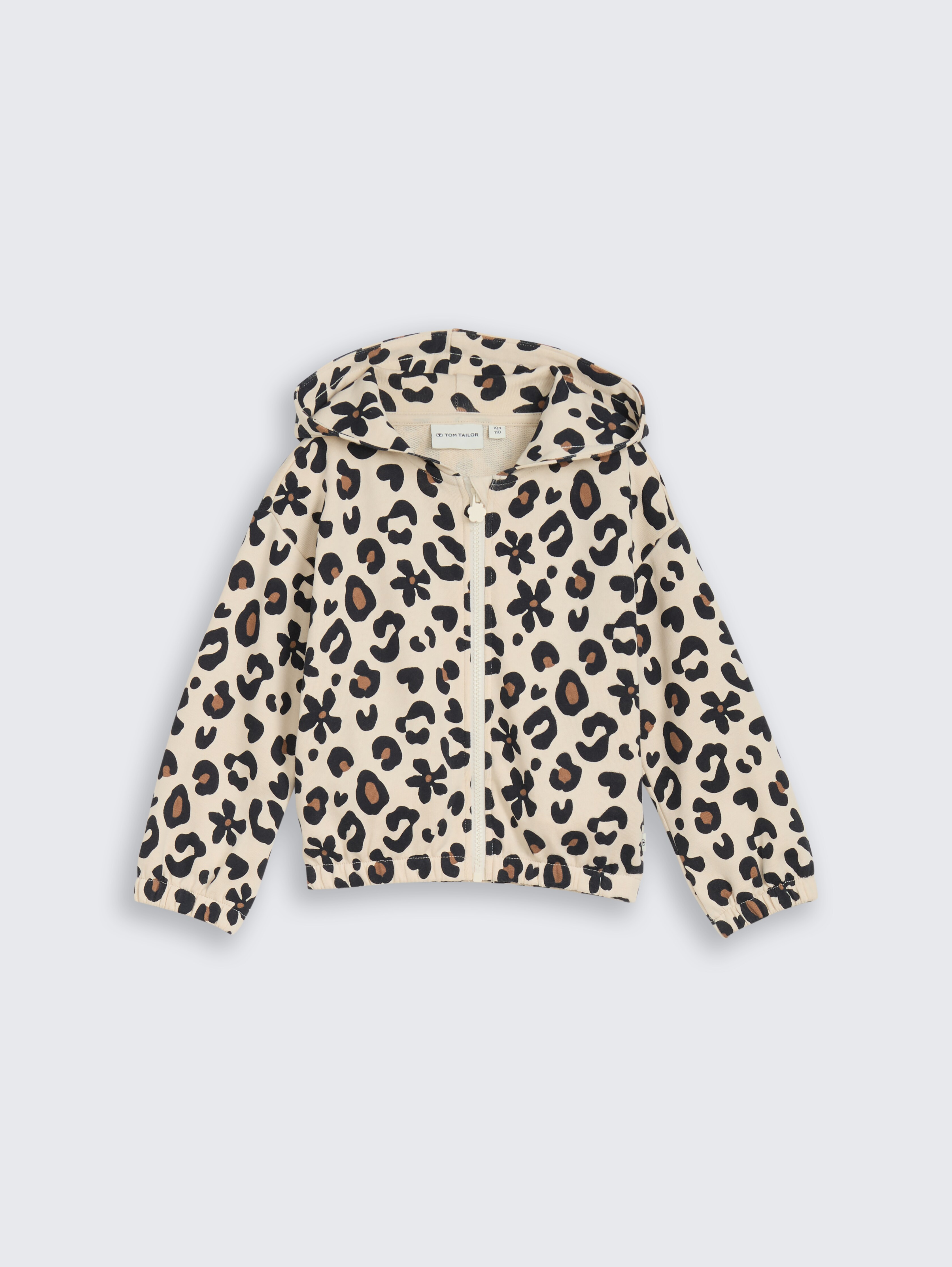 Cropped Hoodie Sweatjacke mit Muster von Mini Girls, big leopard print