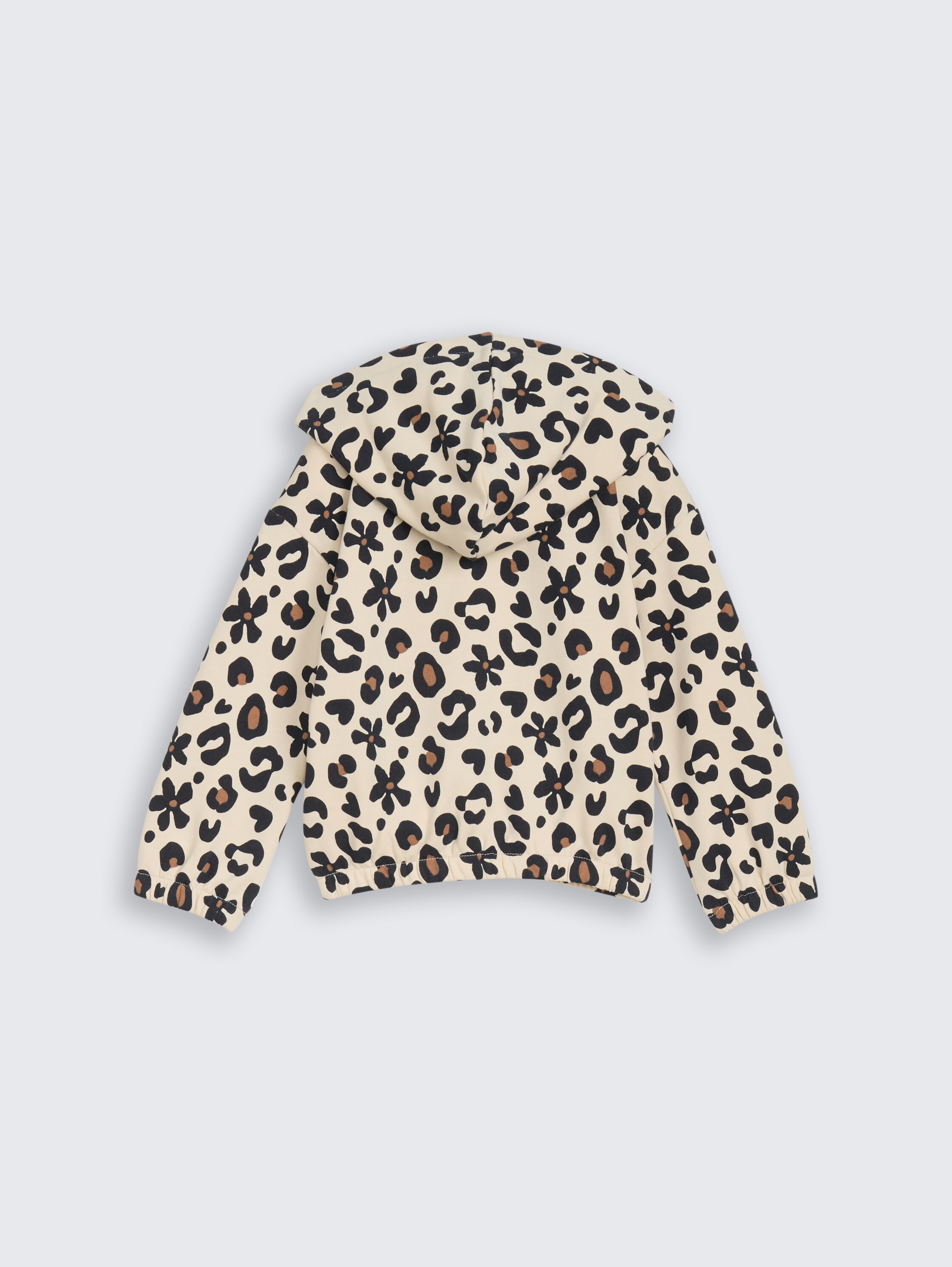 Cropped Hoodie Sweatjacke mit Muster - big leopard print