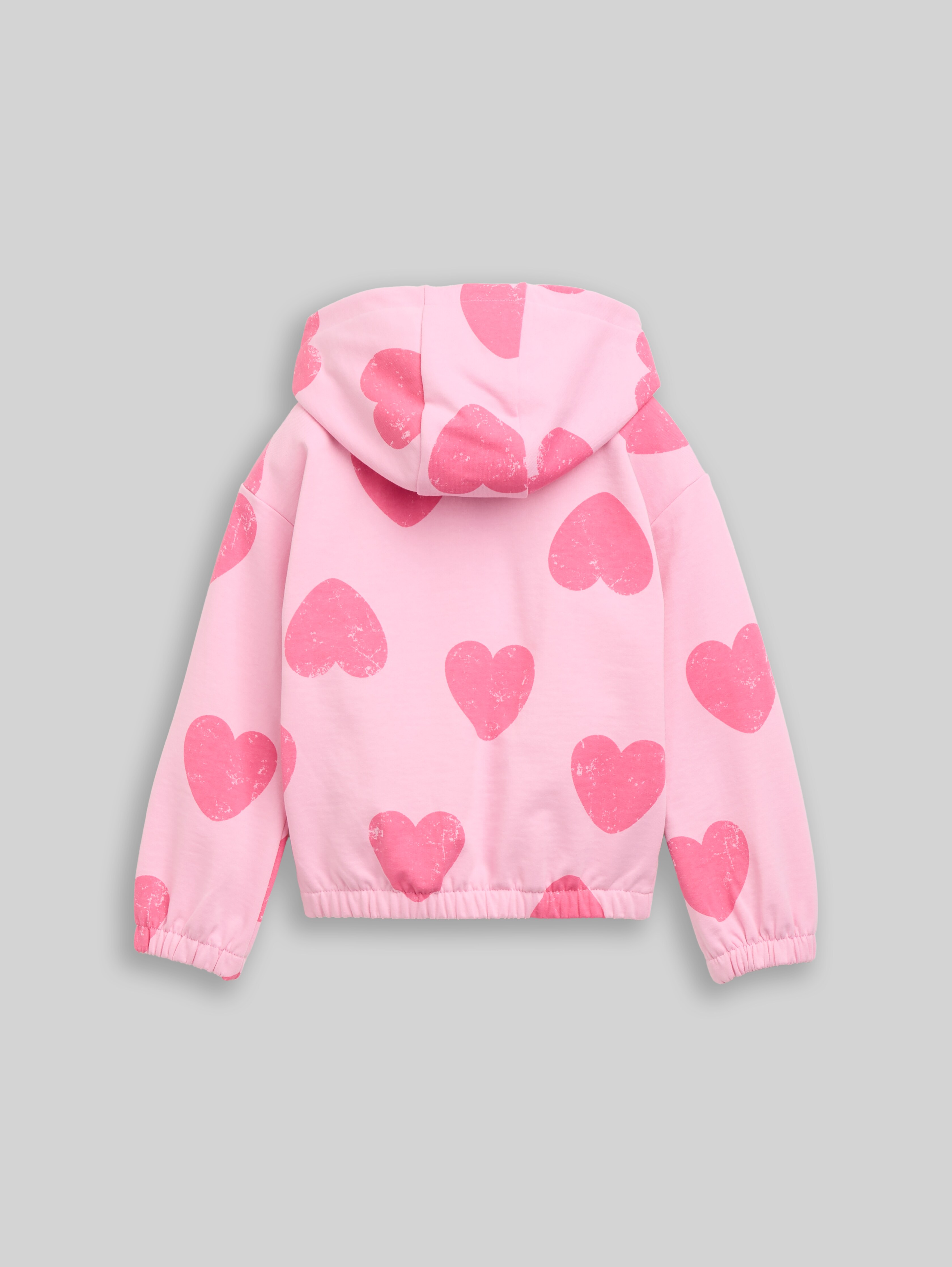 Cropped hooded sweatshirt jacket with pattern in pink by Tom Tailor