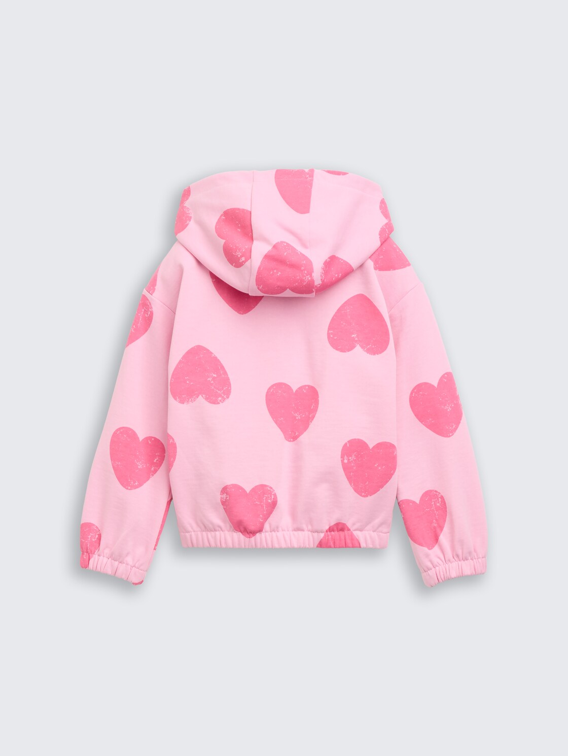 Cropped Hoodie Sweatjacke mit Muster - big pink heart print