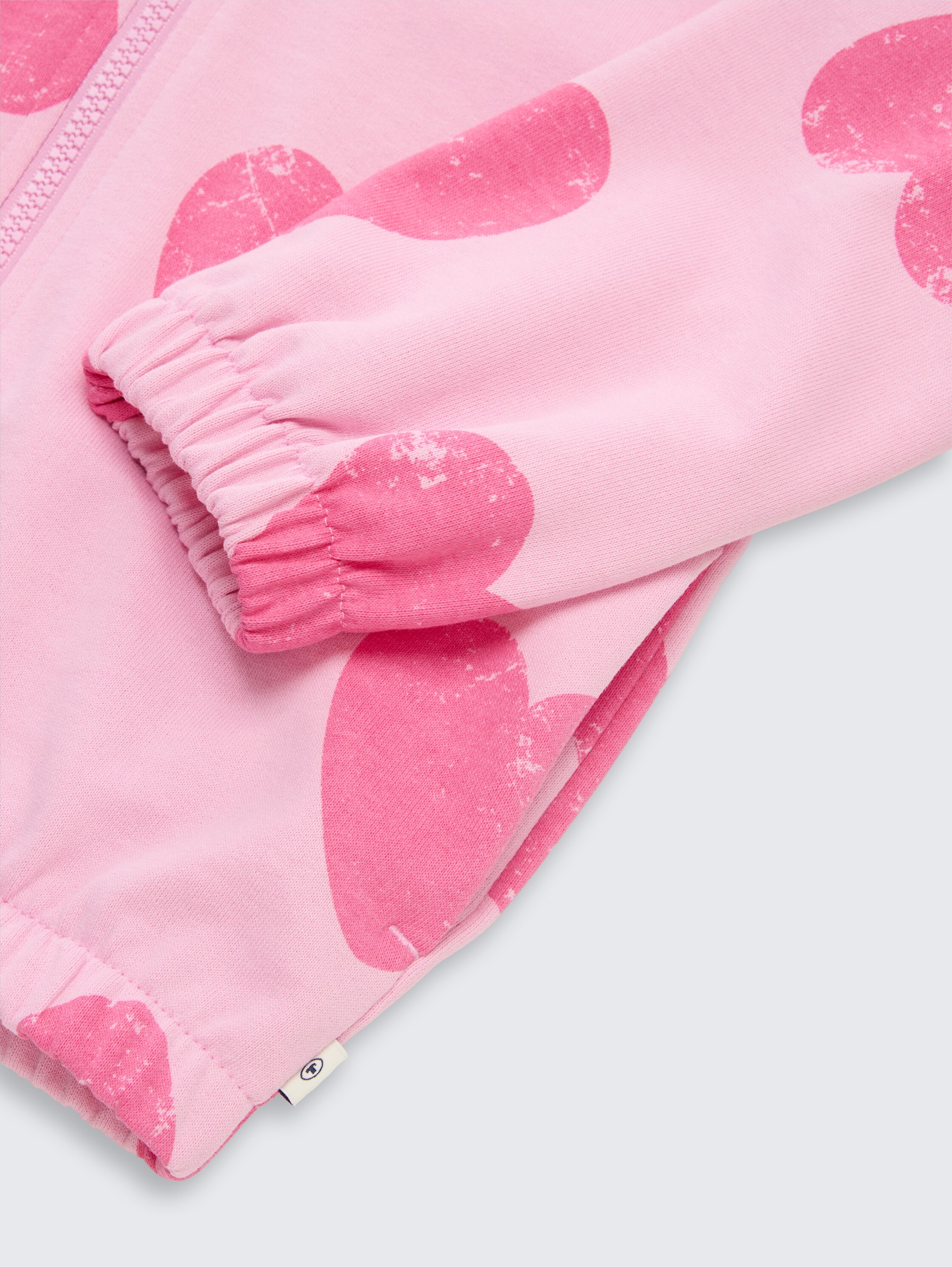 Veste à capuche courte avec motif - big pink heart print - Vue détaillée du modèle