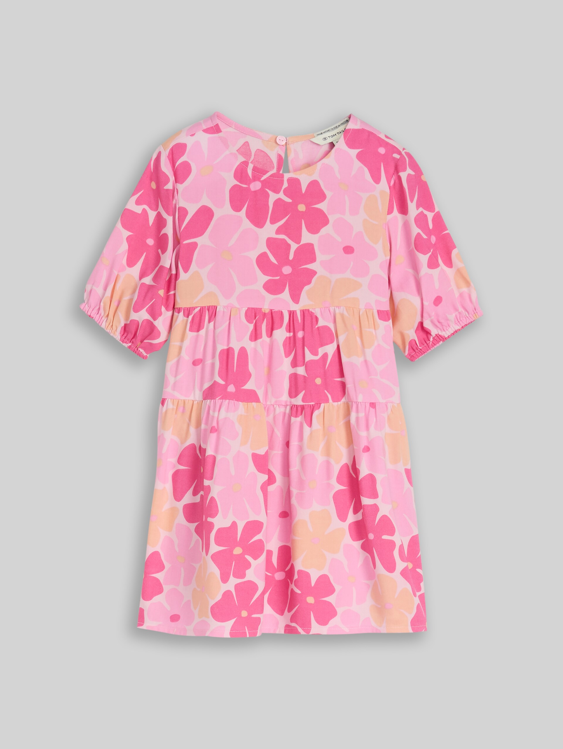 Mini dress with flounce - multicolor flower print - Front product view