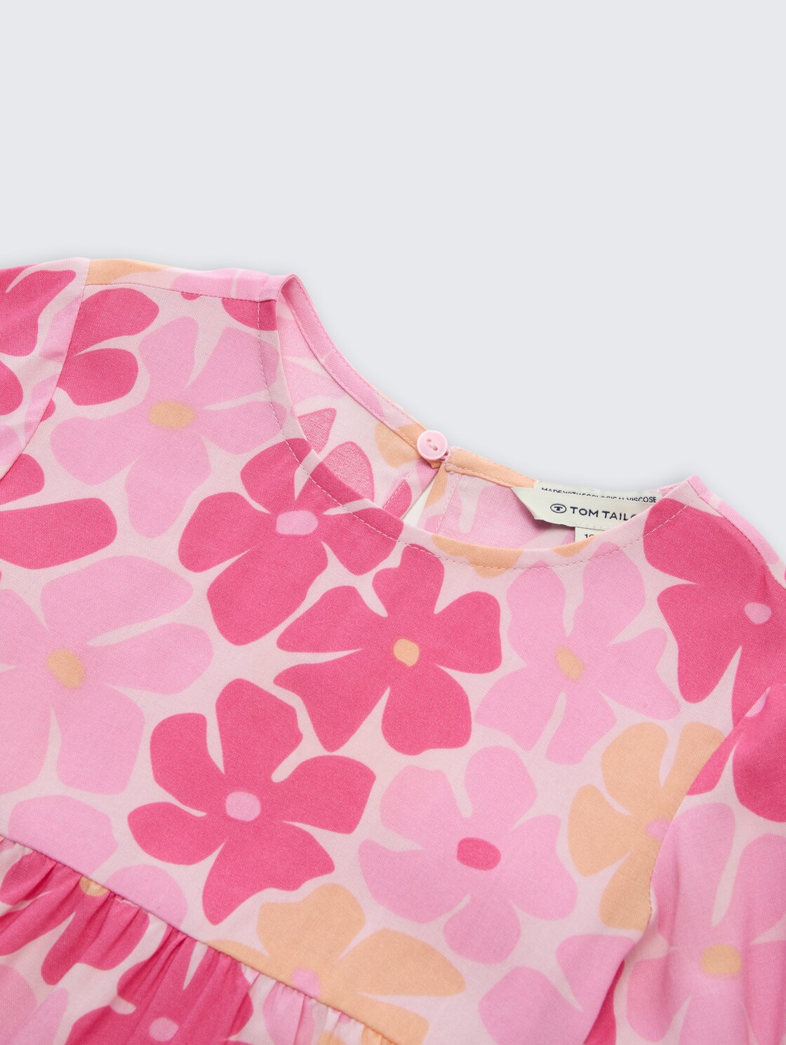 Mini-Kleid mit Volant - multicolor flower print - Detail-Model-Ansicht