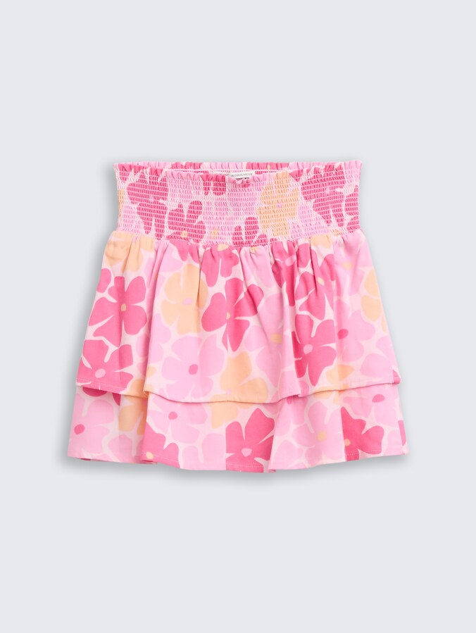 Mini skirt with flounce by Mini Girls, multicolor flower print