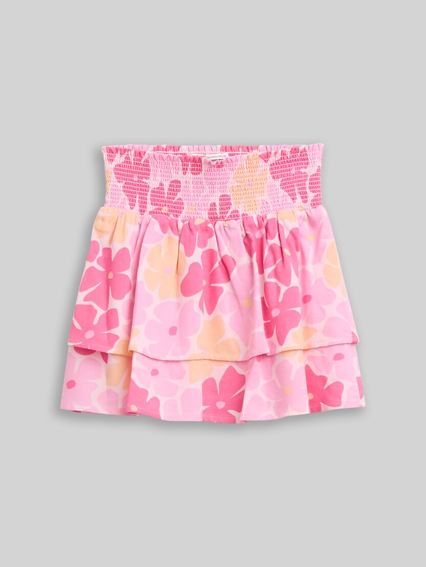 Mini skirt with flounce by Mini Girls, multicolor flower print