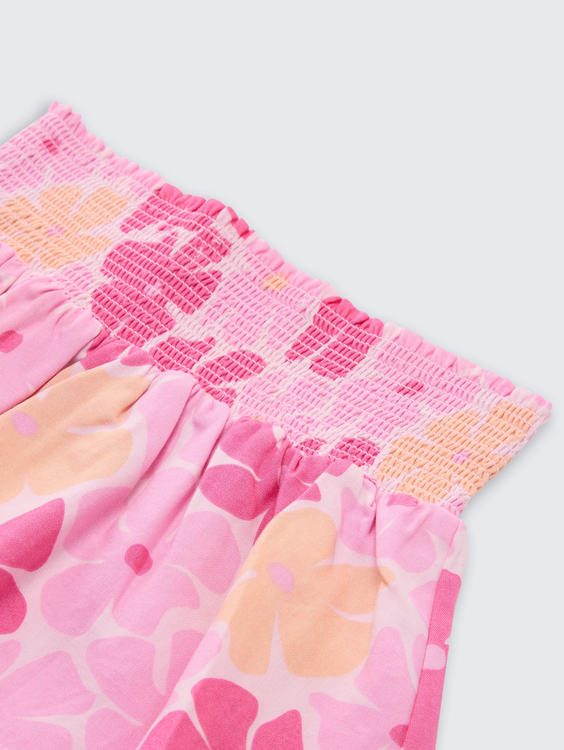 Mini-Rock mit Volant - multicolor flower print - Detail-Model-Ansicht