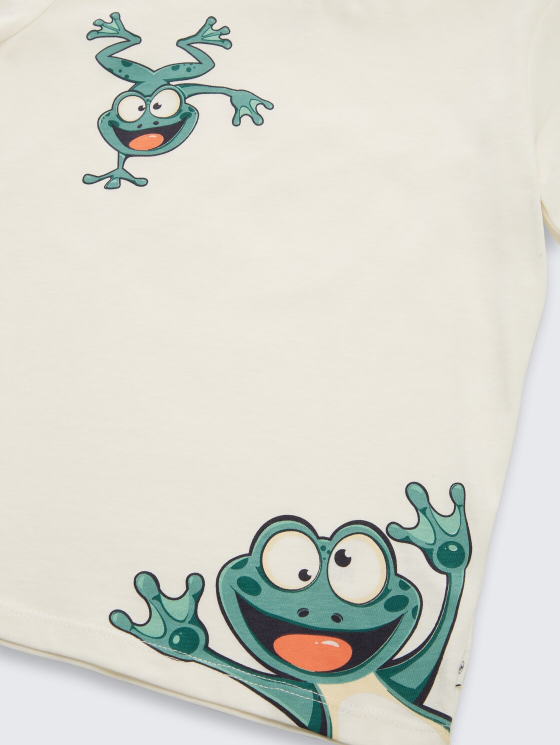 T-Shirt mit Rückenprint - Wool White - Detail-Model-Ansicht