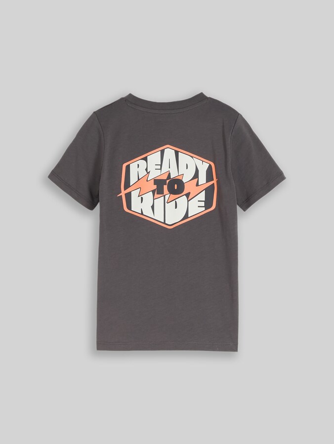 T-Shirt mit Rückenprint von Mini Boys, dark urban grey