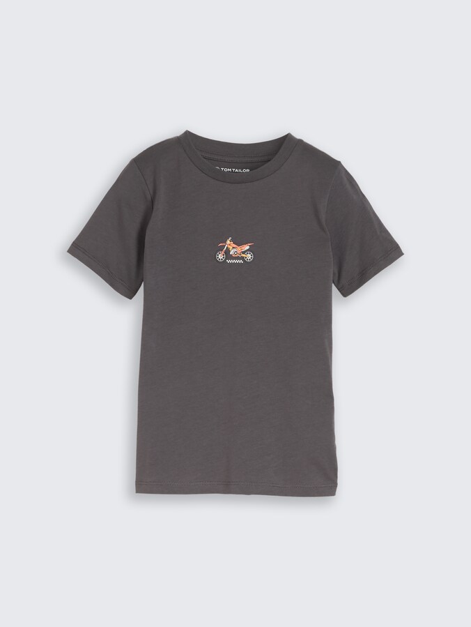 T-shirt with back print by Mini Boys, dark urban grey