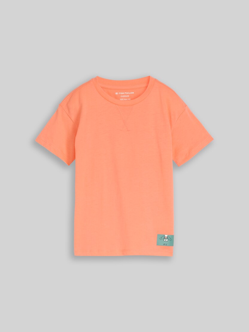 Oversized T-shirt door Mini Boys, bright coral