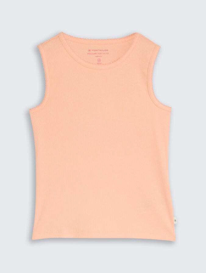 Basic ribbed top by Mini Girls, peach bloom