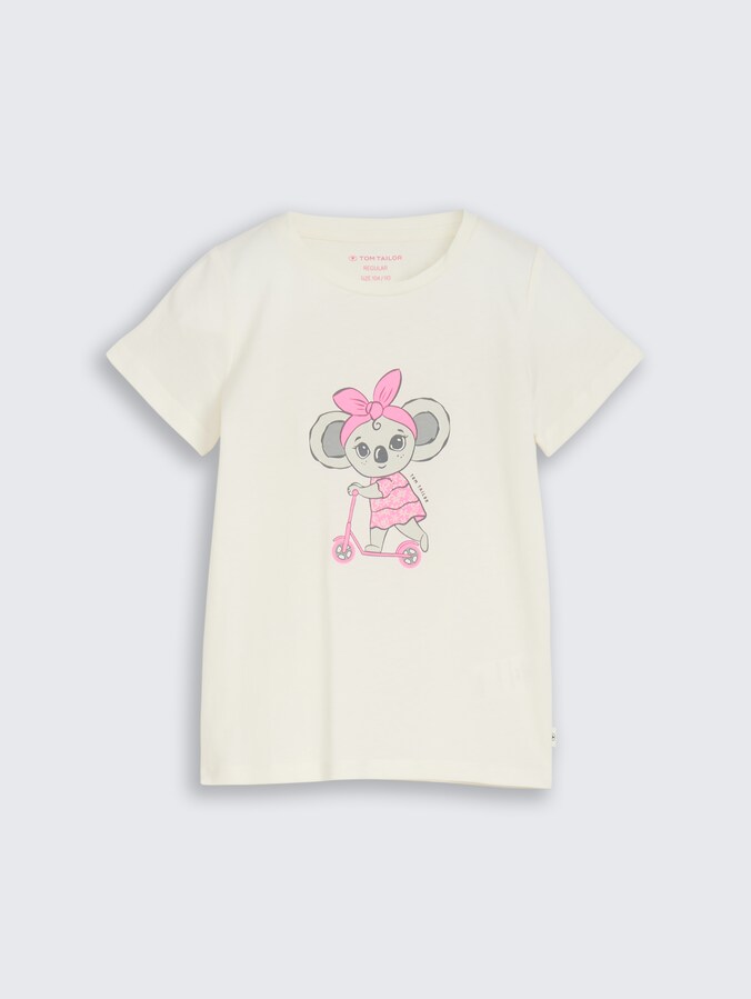T-shirt met print door Mini Girls, Wool White