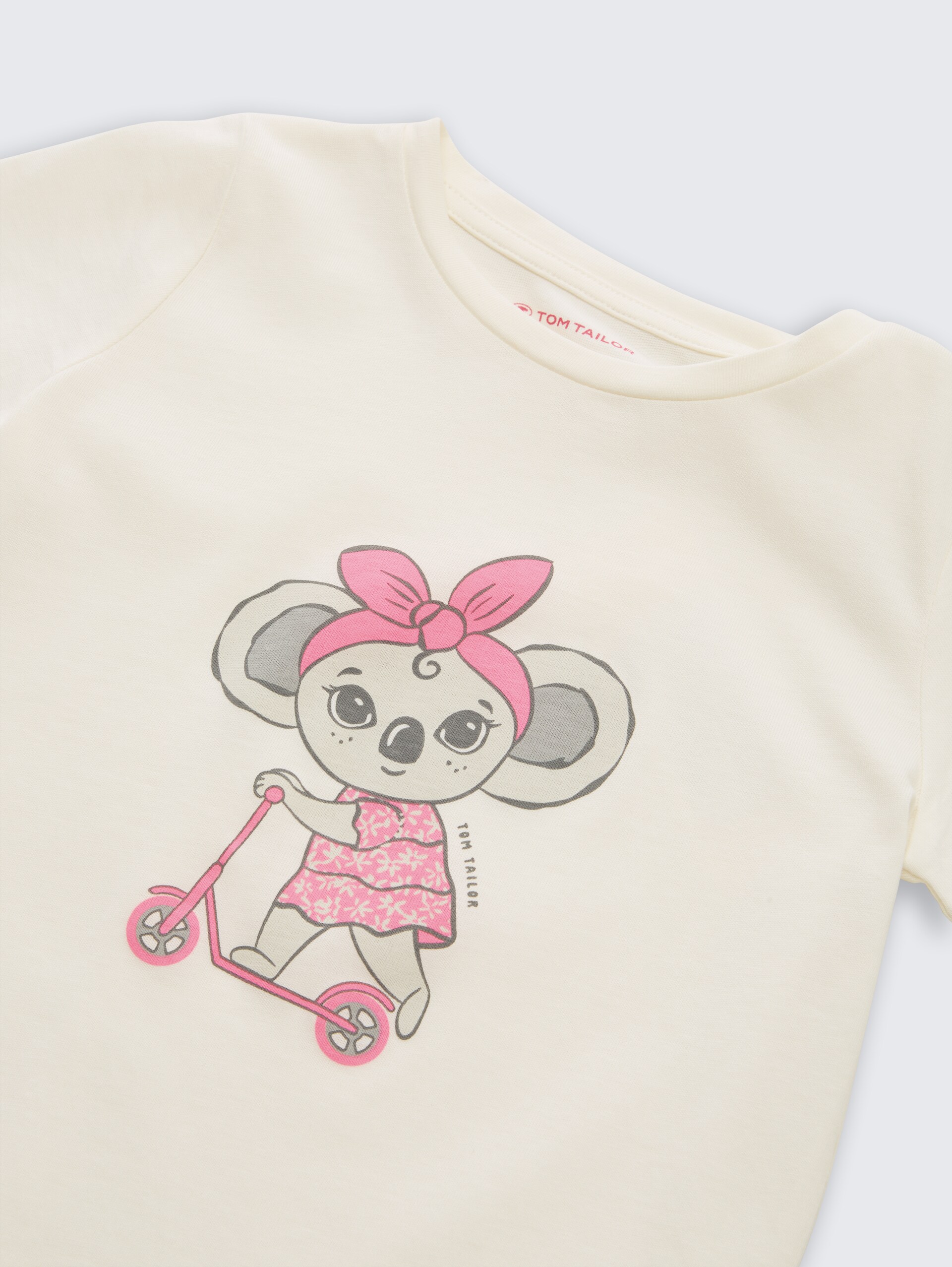 T-Shirt mit Print - Wool White - Detail-Model-Ansicht