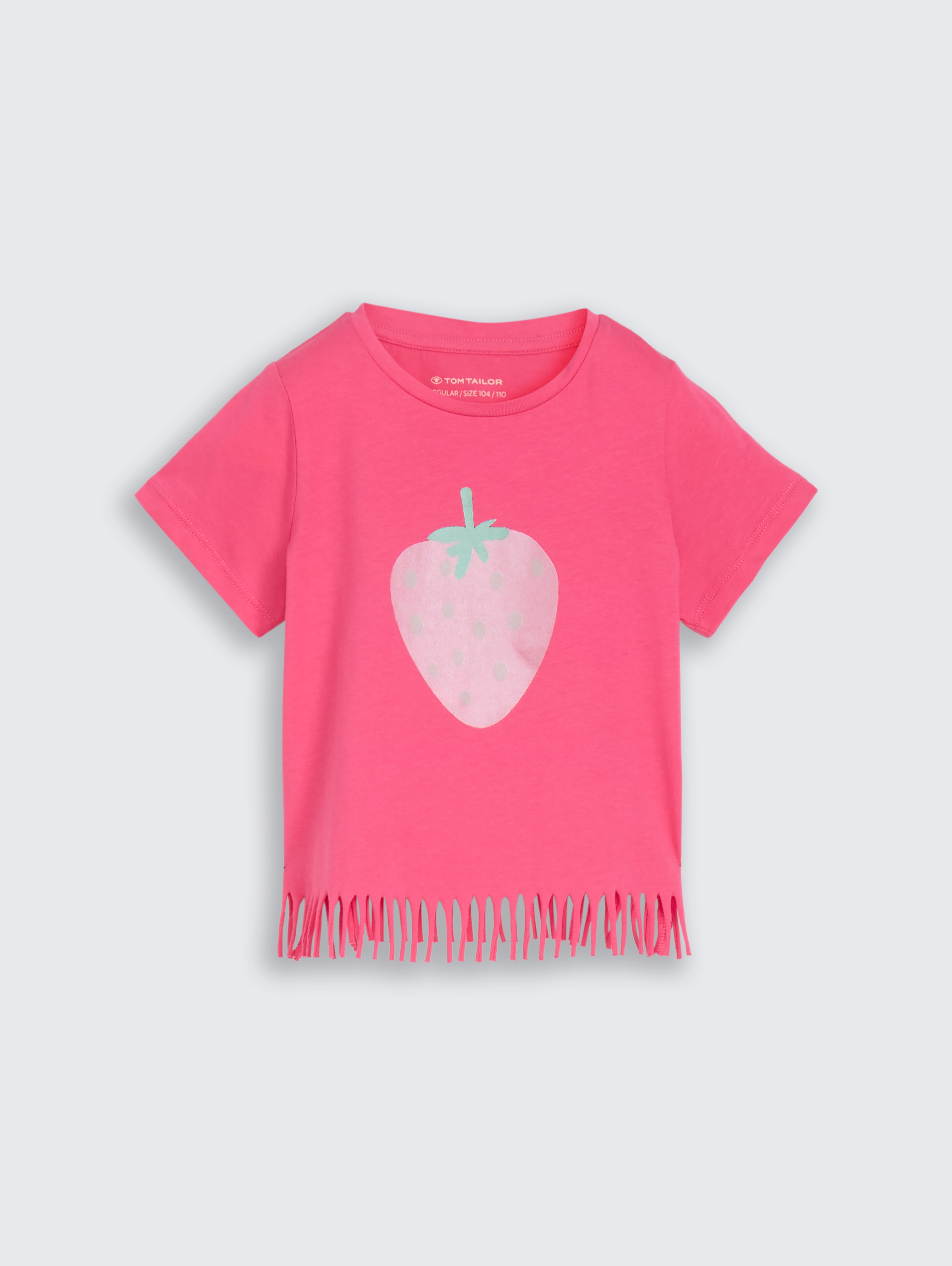 T-Shirt mit Fransen von Mini Girls, Flashy Pink