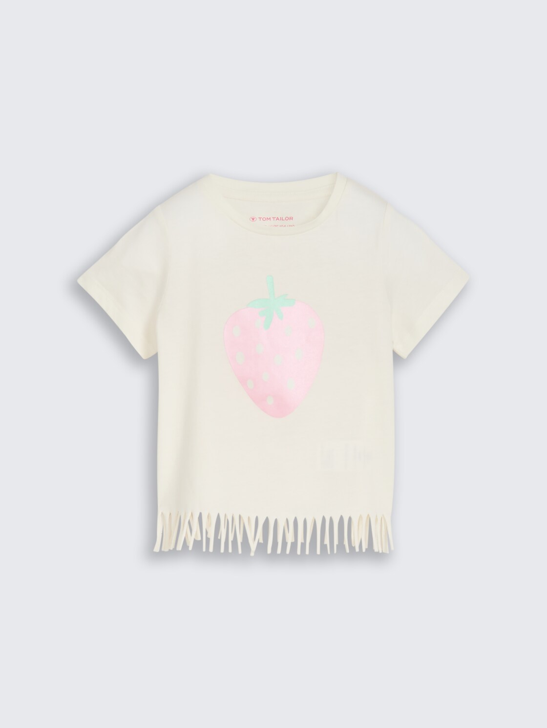 T-Shirt mit Fransen - Wool White - Vorder-Produkt-Ansicht