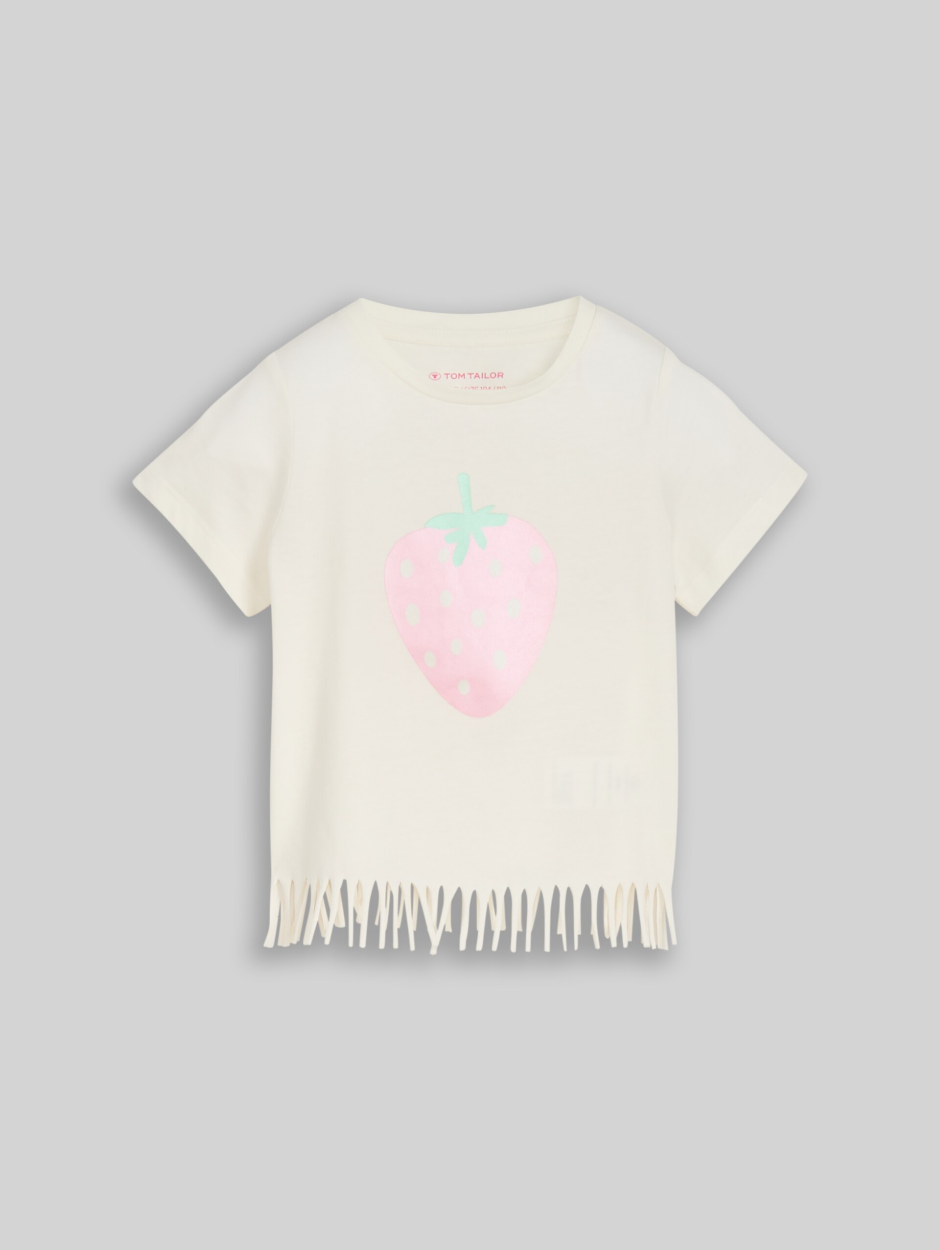 T-shirt with fringes - Wool White - Front product view
