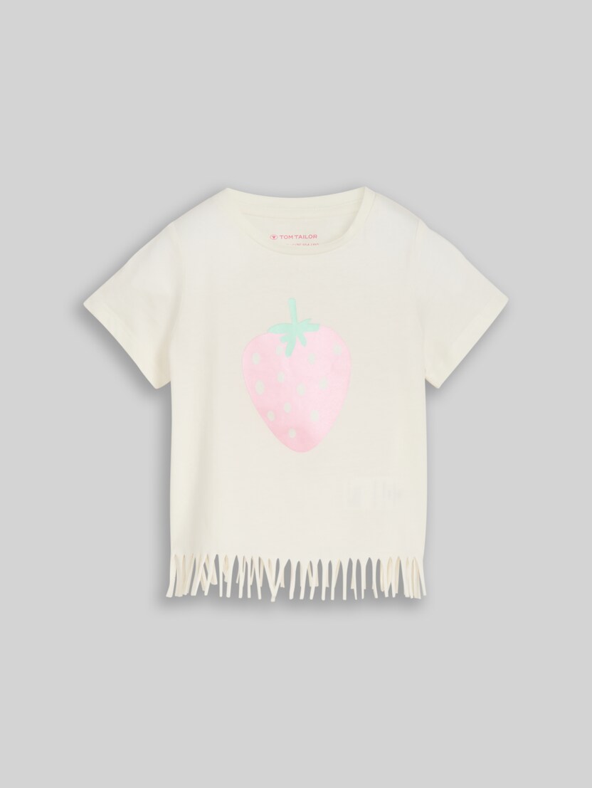 T-Shirt mit Fransen von Mini Girls, Wool White