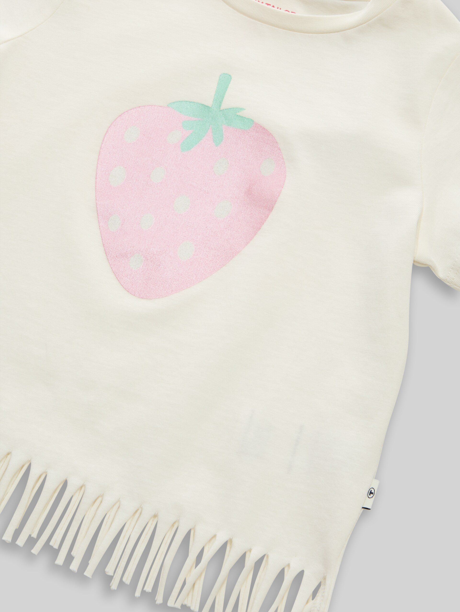 T-shirt with fringes - Wool White - Detail model view