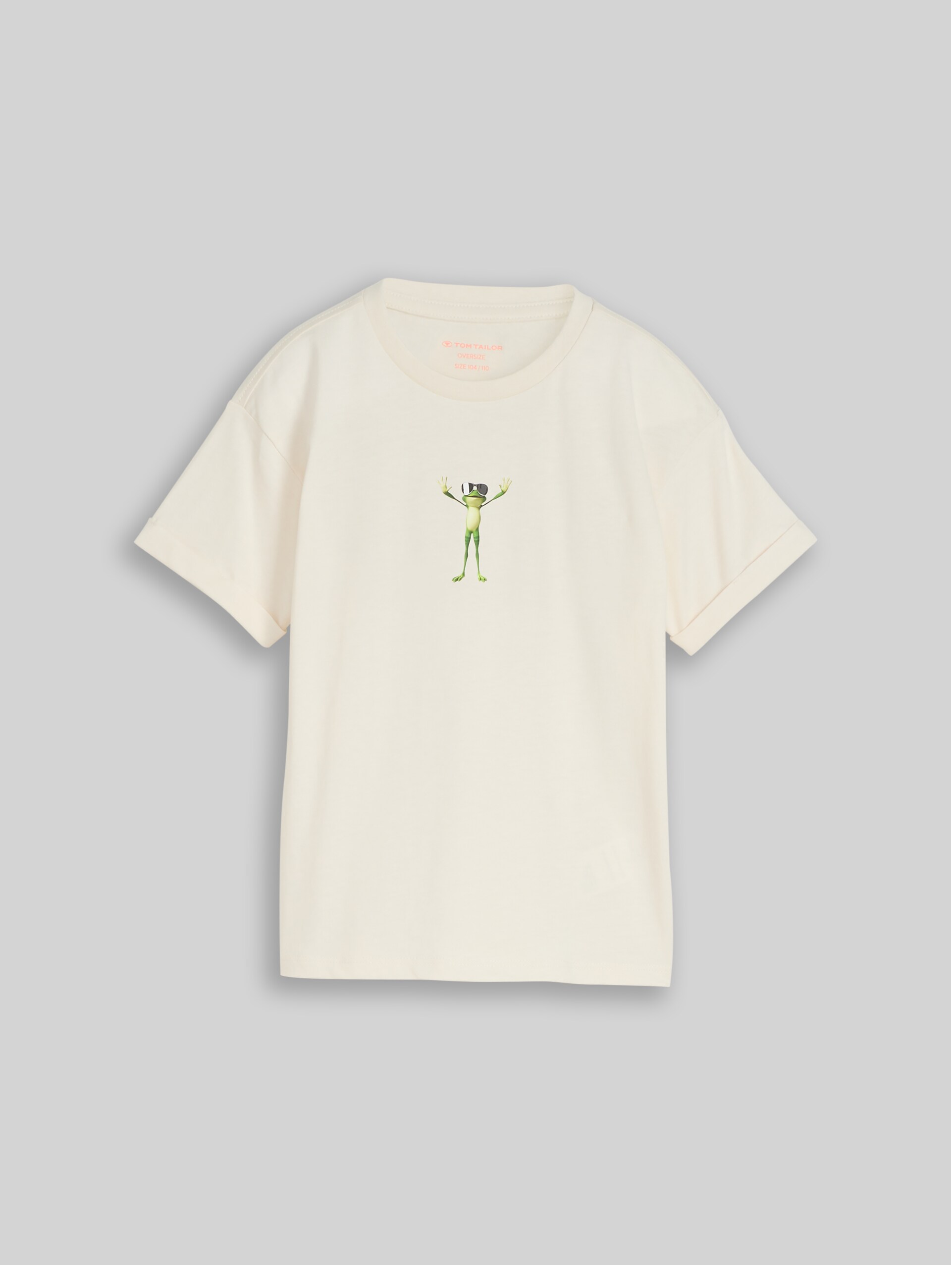 Oversized T-shirt with back print - Wool White - Front product view