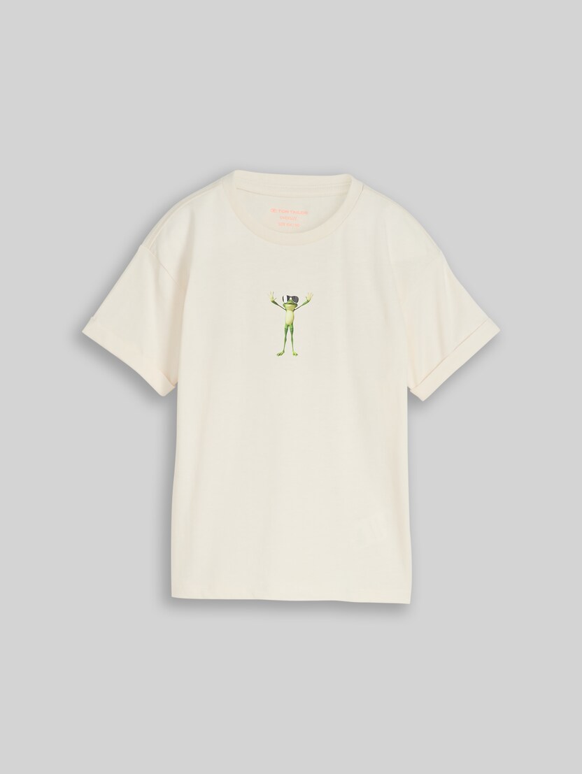 Oversize T-Shirt mit Foto-Print auf der Rückseite von Mini Boys, Wool White