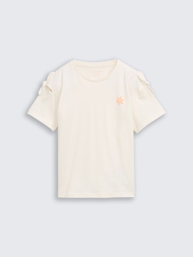 Oversize T-Shirt mit Schleifen-Detail von Mini Girls, Wool White