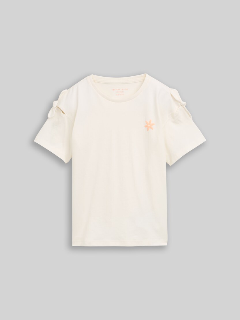 Oversize T-Shirt mit Schleifen-Detail von Mini Girls, Wool White
